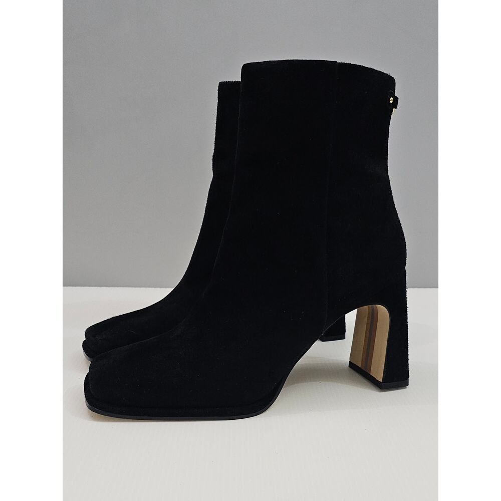 Sam Edelman Irie Ankle Boot Womens 8.5 Black Suede Square Toe Block Heel Elegant